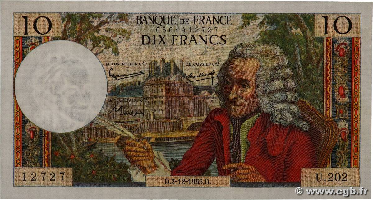 10 Francs VOLTAIRE FRANCIA  1965 F.62.18 SPL+