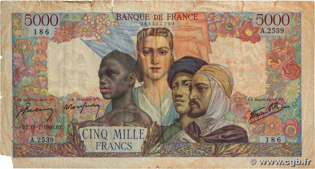 5000 Francs EMPIRE FRANÇAIS FRANCE  1946 F.47.55 G
