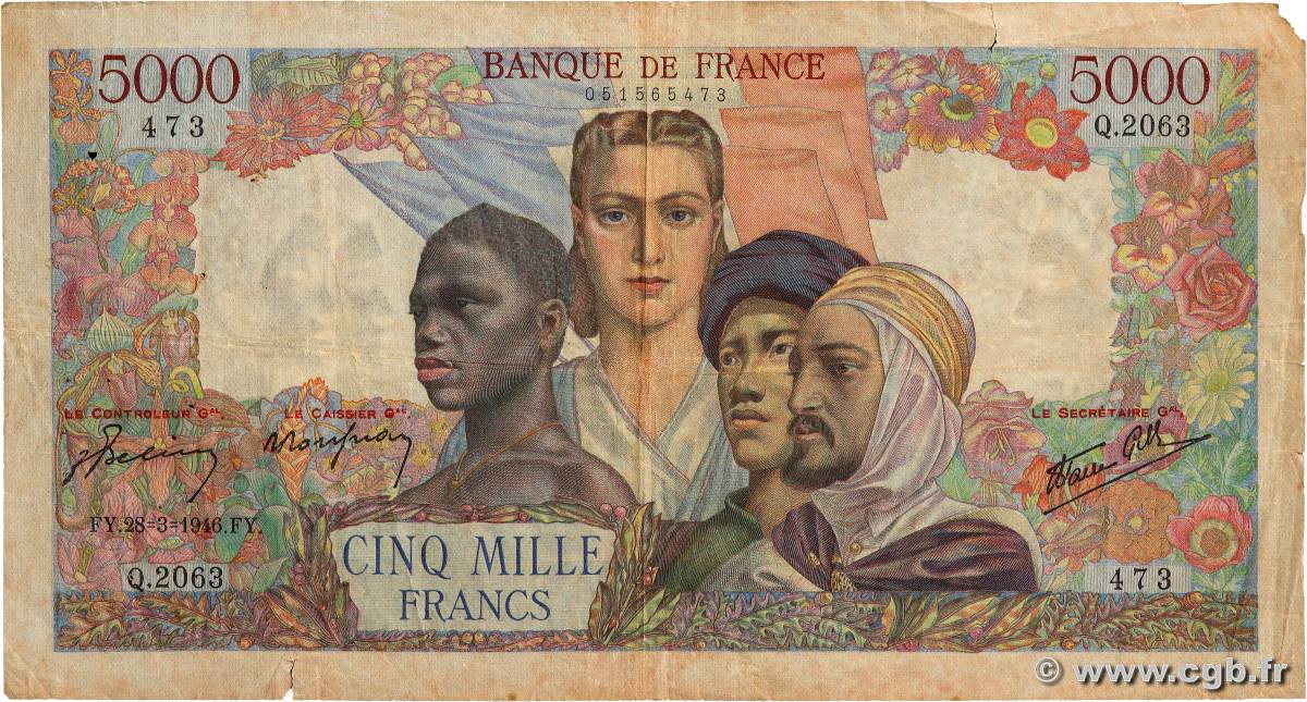 5000 Francs EMPIRE FRANÇAIS FRANCE  1946 F.47.51 G