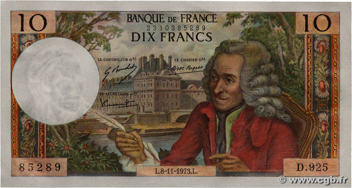 10 Francs VOLTAIRE FRANCIA  1973 F.62.64 SC+