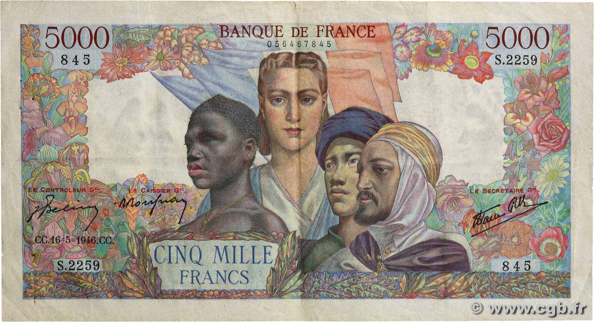 5000 Francs EMPIRE FRANÇAIS FRANCE  1946 F.47.53 VF-
