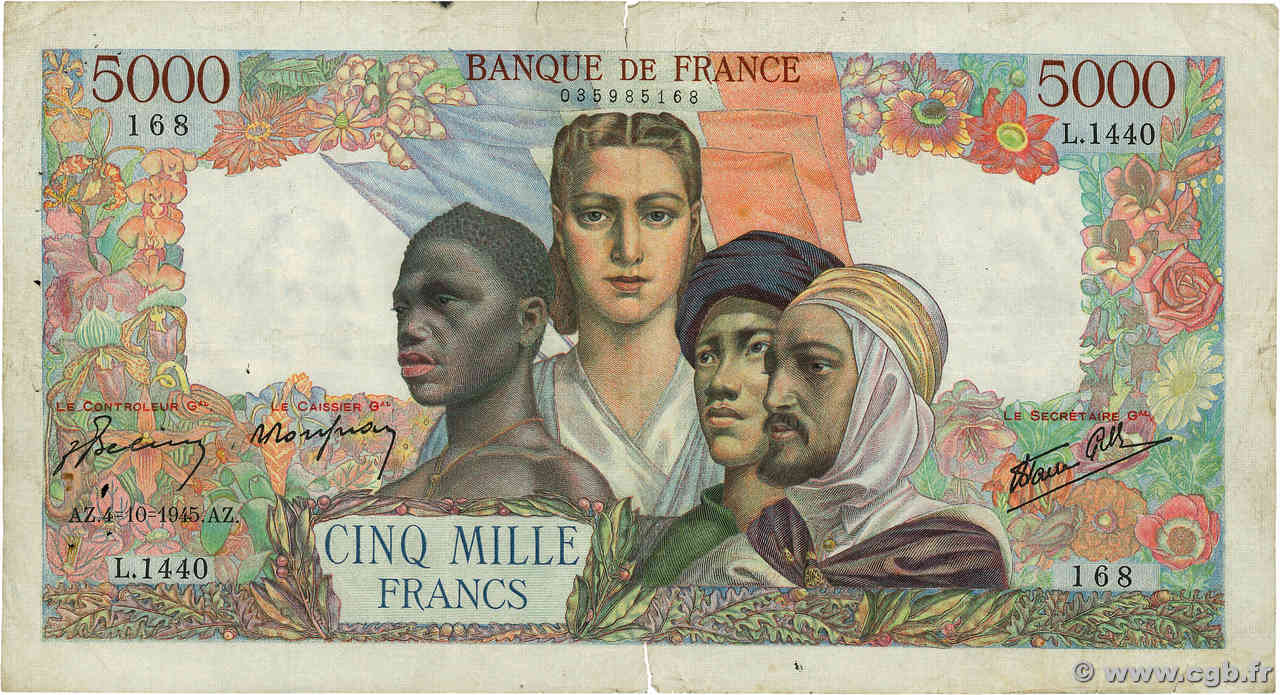 5000 Francs EMPIRE FRANÇAIS FRANKREICH  1945 F.47.46 S