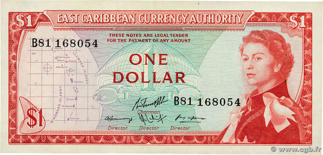 1 Dollar CARIBBEAN   1965 P.13g XF