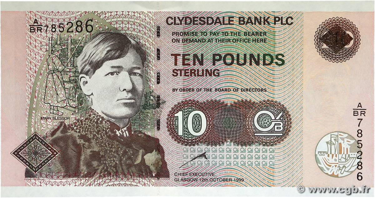 10 Pounds SCOTLAND  1999 P.226b AU+