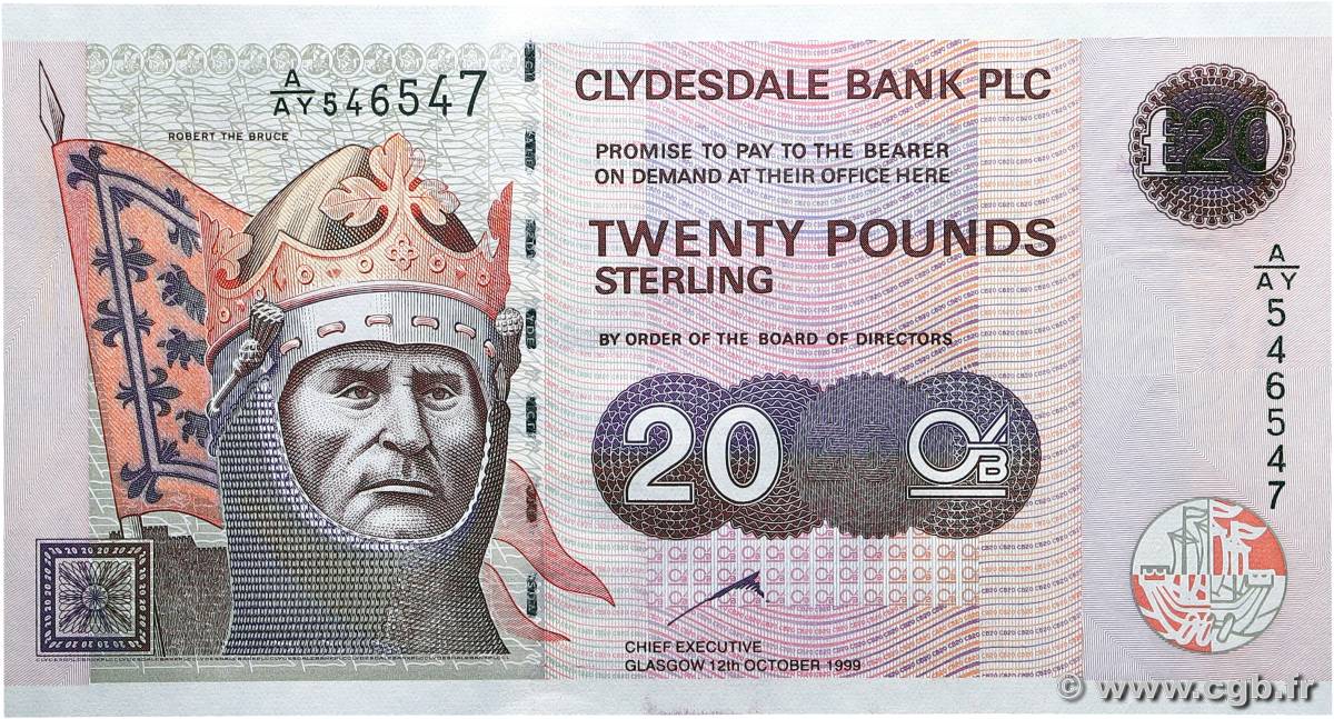 20  Pounds SCOTLAND  1999 P.228b FDC