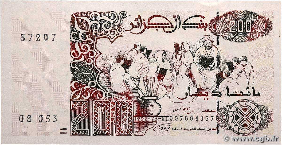 200 Dinars ALGERIA  1992 P.138 AU+