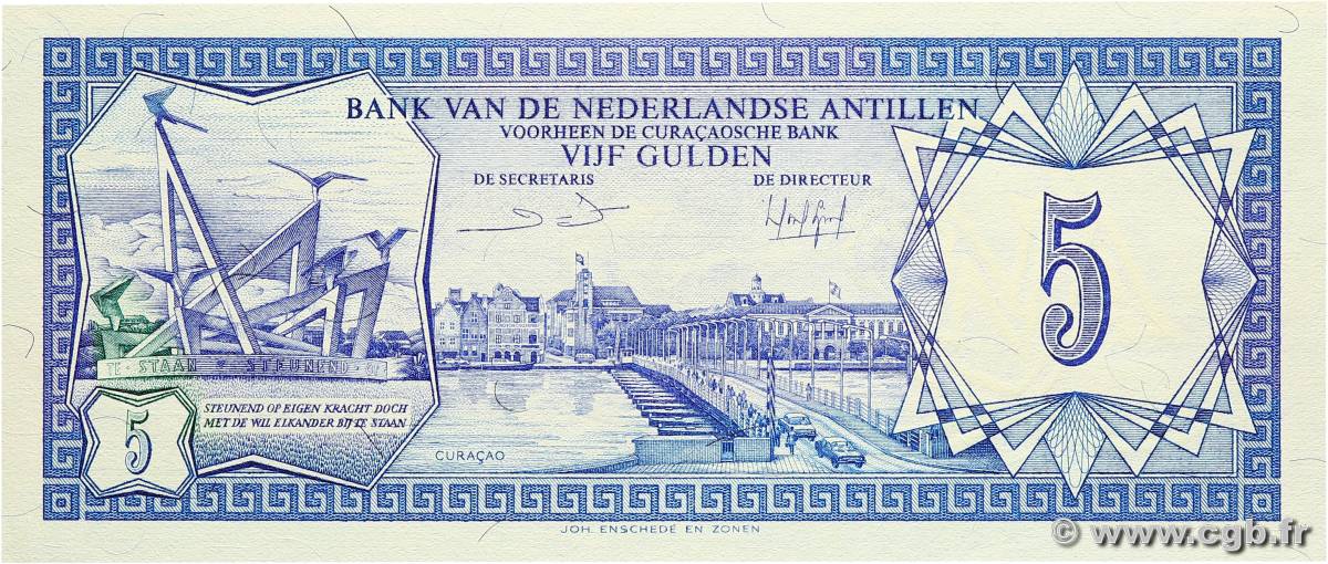 5 Gulden NETHERLANDS ANTILLES  1984 P.15b UNC-