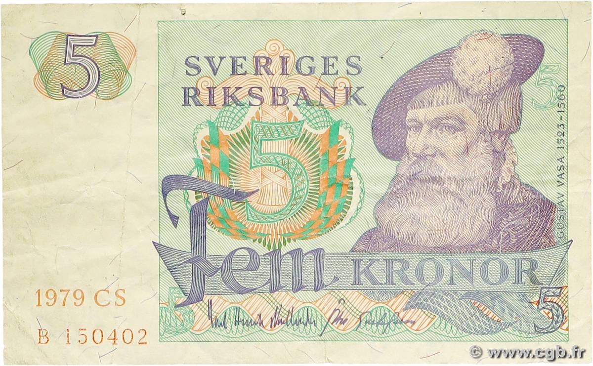 5 Kronor SWEDEN  1979 P.51d F