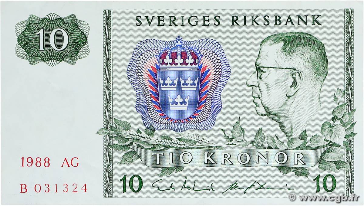 10 Kronor SUÈDE  1988 P.52e TTB+