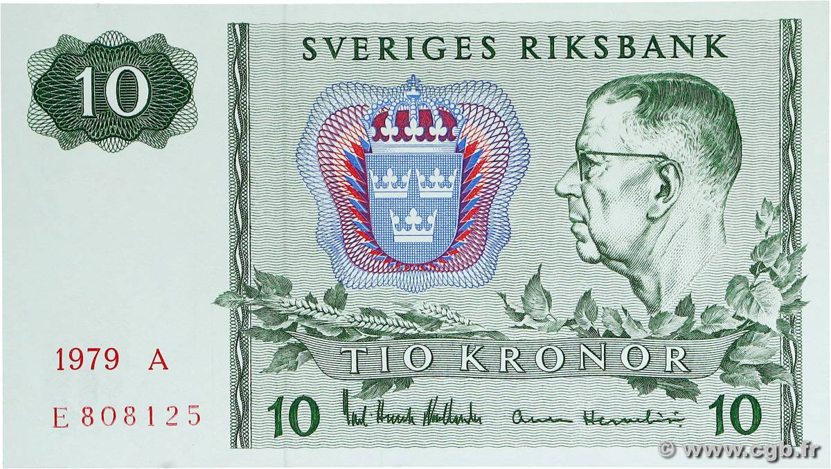 10 Kronor SUÈDE  1979 P.52d UNC