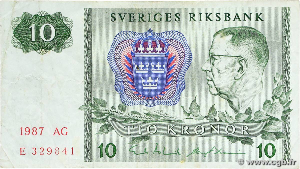 10 Kronor SUÈDE  1987 P.52e TB