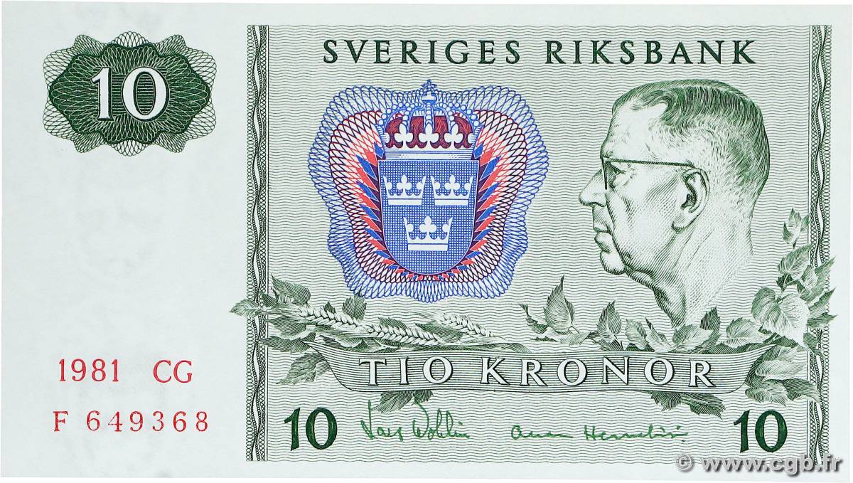 10 Kronor SUÈDE  1981 P.52e NEUF