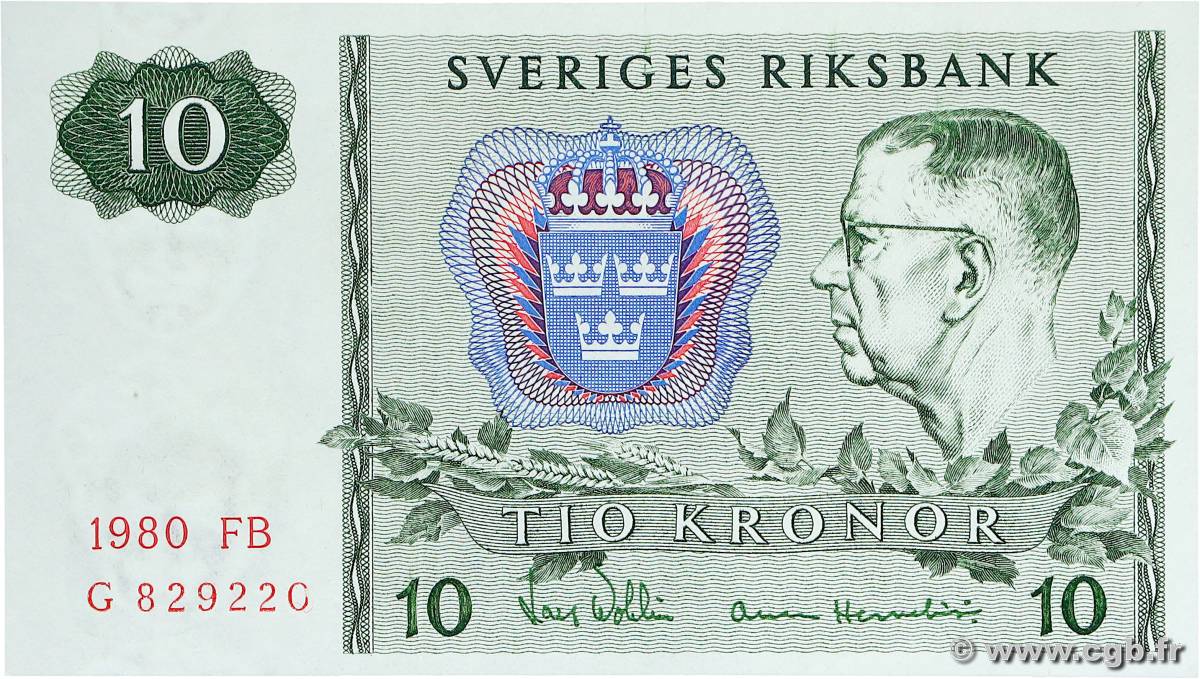 10 Kronor SUÈDE  1980 P.52e UNC