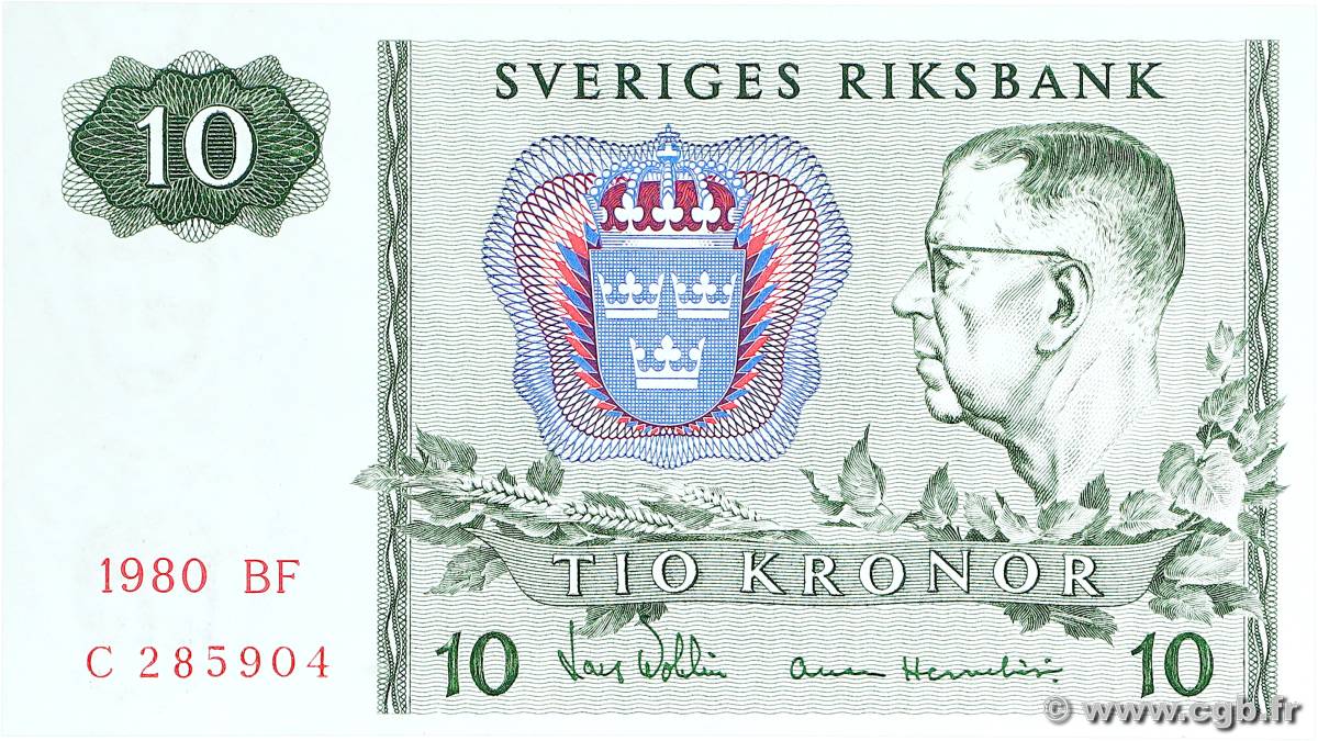 10 Kronor SUÈDE  1980 P.52e NEUF