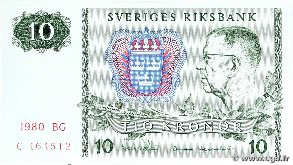 10 Kronor SUÈDE  1980 P.52e SPL