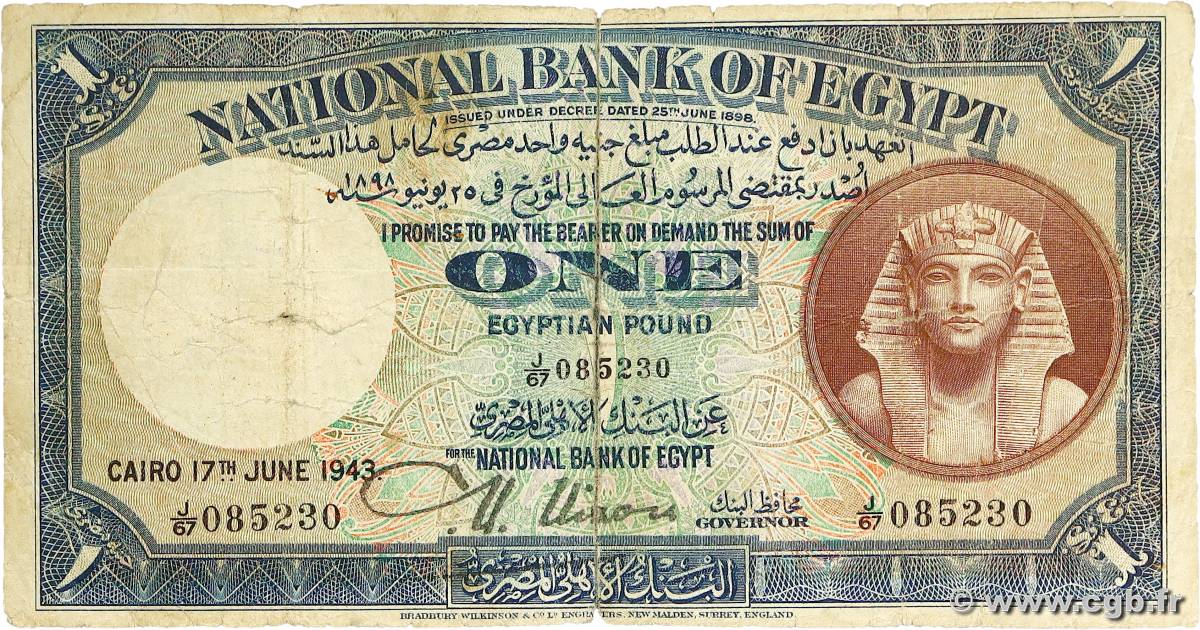 1 Pound EGYPT  1943 P.022c F-