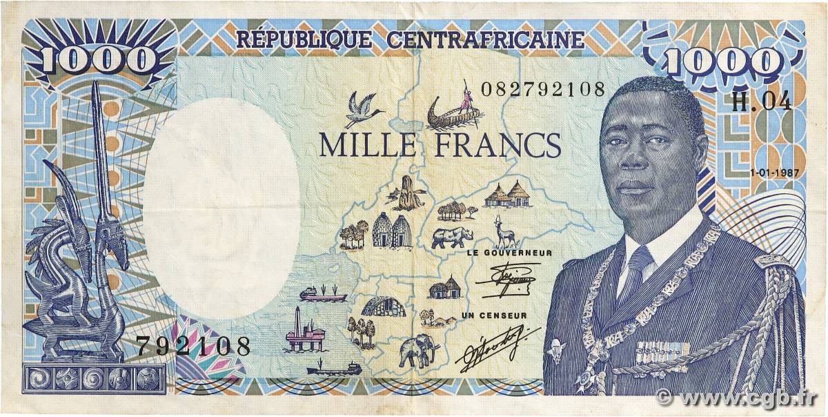 1000 Francs ZENTRALAFRIKANISCHE REPUBLIK  1987 P.16 SS