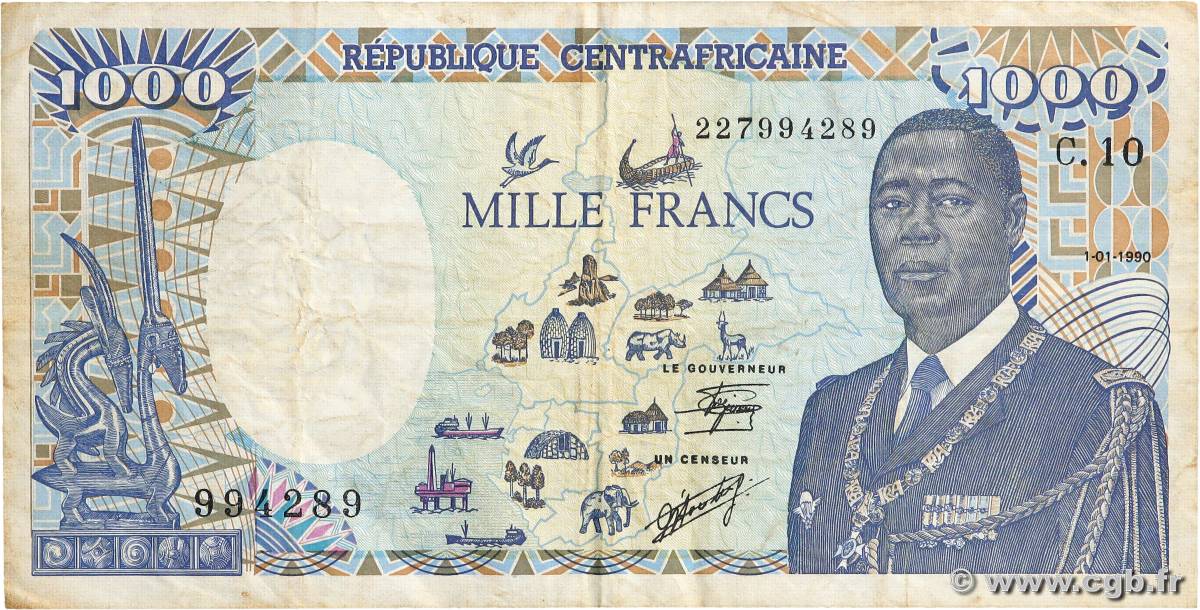 1000 Francs type 1985 modifié CENTRAFRIQUE  1990 A.195e TB