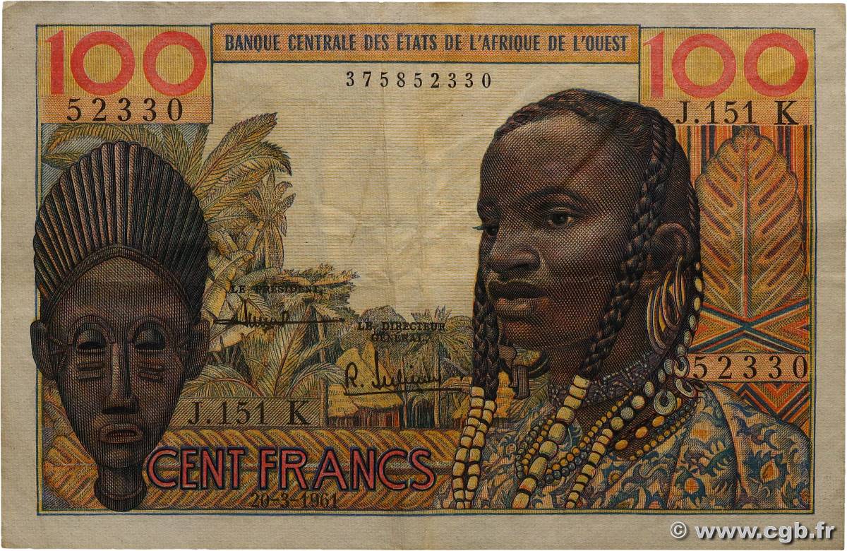 100 Francs ÉTATS DE L AFRIQUE DE L OUEST  1961 P.701Kb TTB