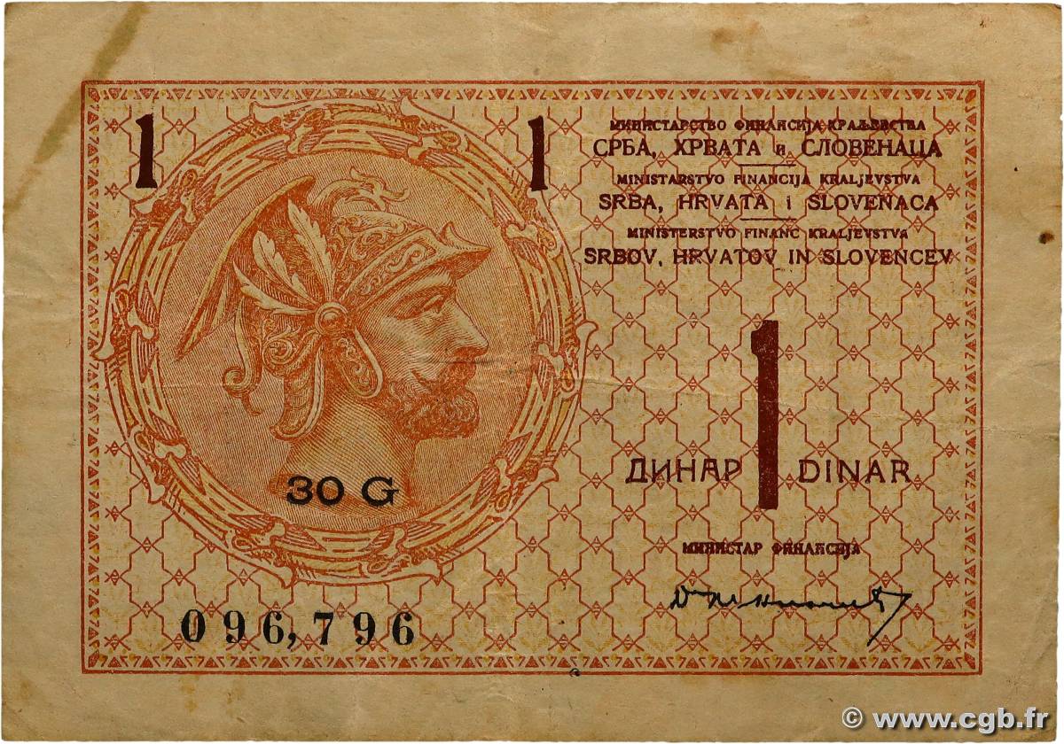 1 Dinar YUGOSLAVIA  1919 P.012 F+