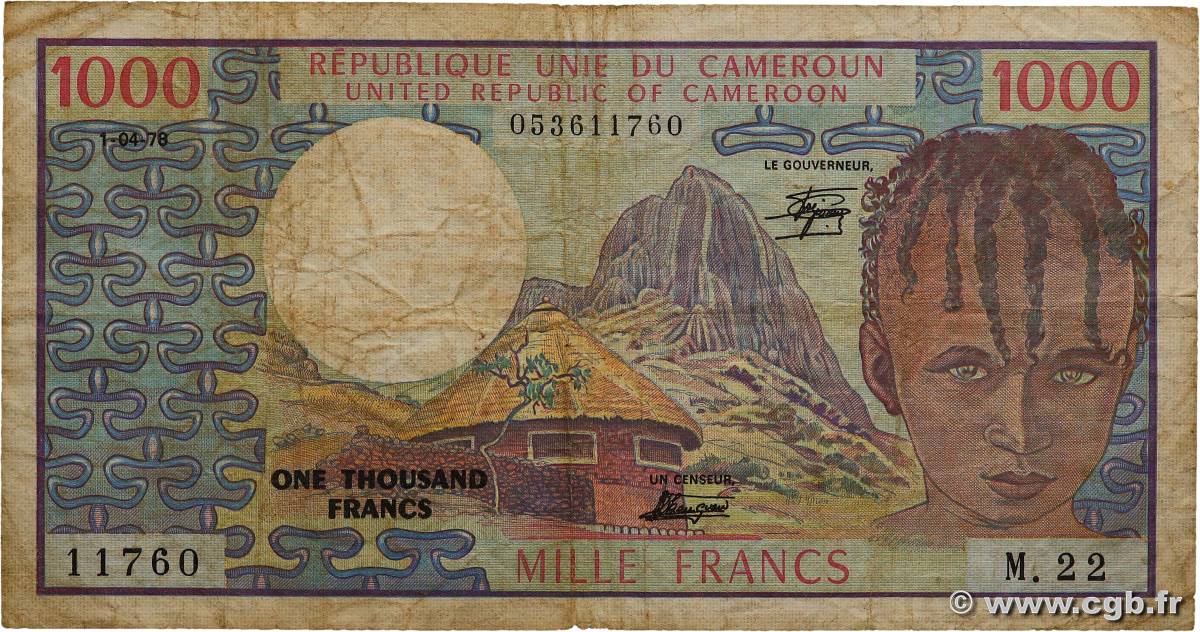 1000 Francs CAMEROON  1978 P.16c F-