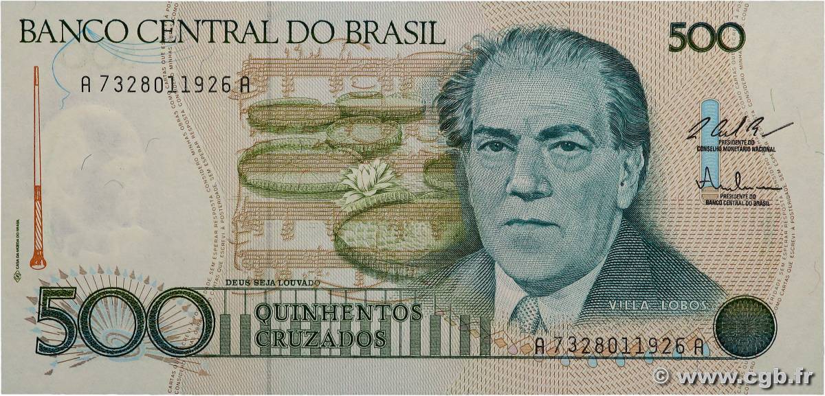 500 Cruzados BRASIL  1987 P.212c FDC