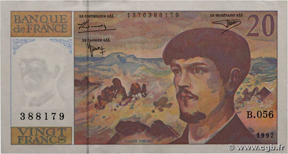 20 Francs DEBUSSY Modifié FRANKREICH  1997 F.66ter.02 fVZ