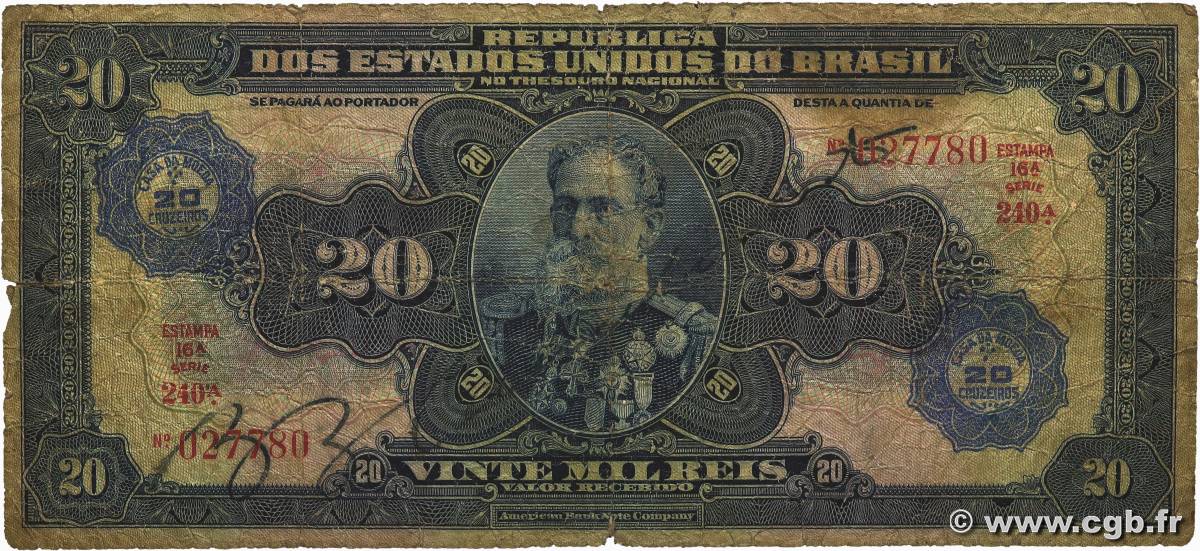 20 Cruzeiros sur 20 Mil Reis BRAZIL  1942 P.127 P