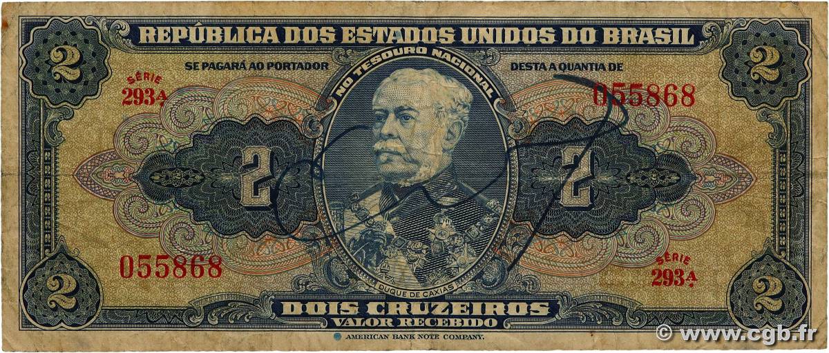 2 Cruzeiros BRAZIL  1944 P.133a F