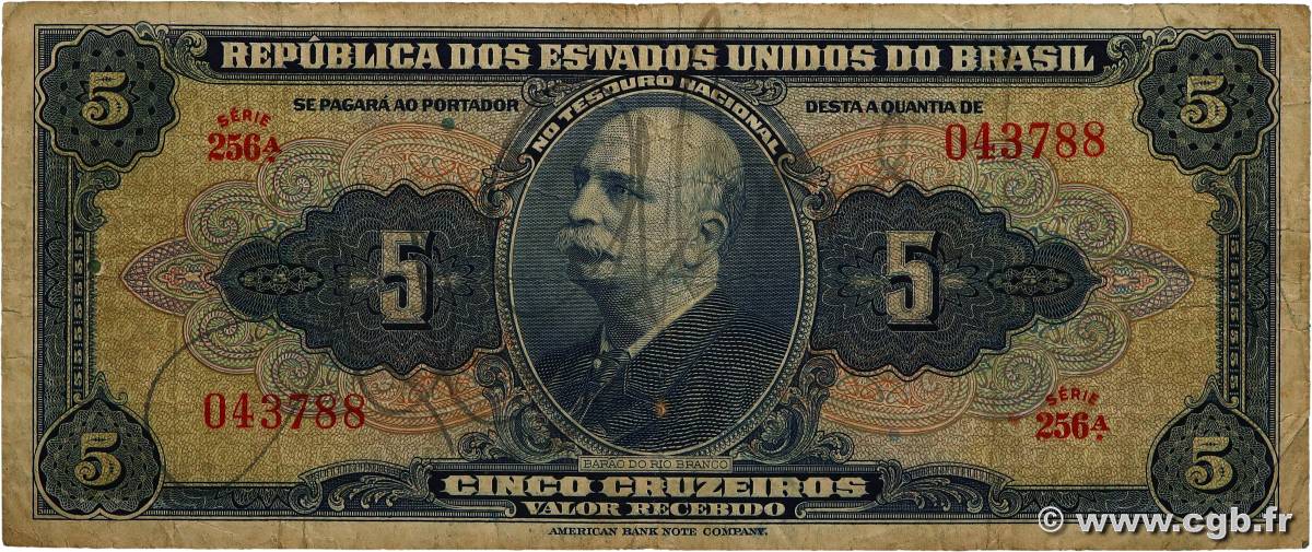 5 Cruzeiros BRASIL  1943 P.134a RC+