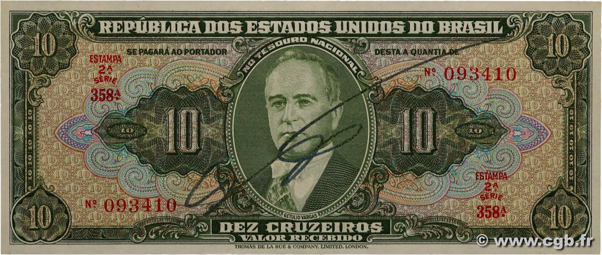 10 Cruzeiros BRASIL  1950 P.143 EBC+