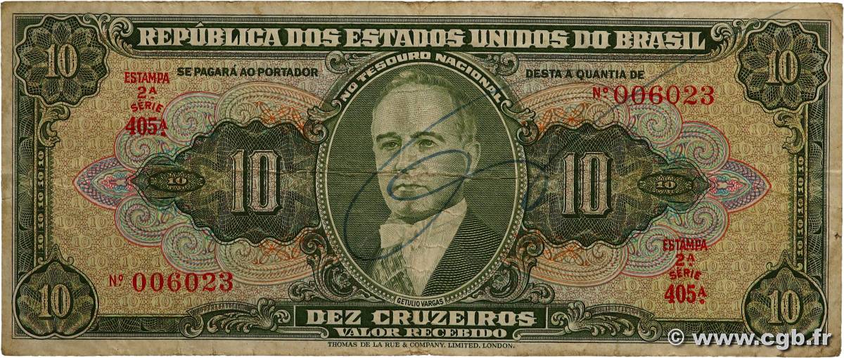 10 Cruzeiros BRÉSIL  1950 P.143 TB