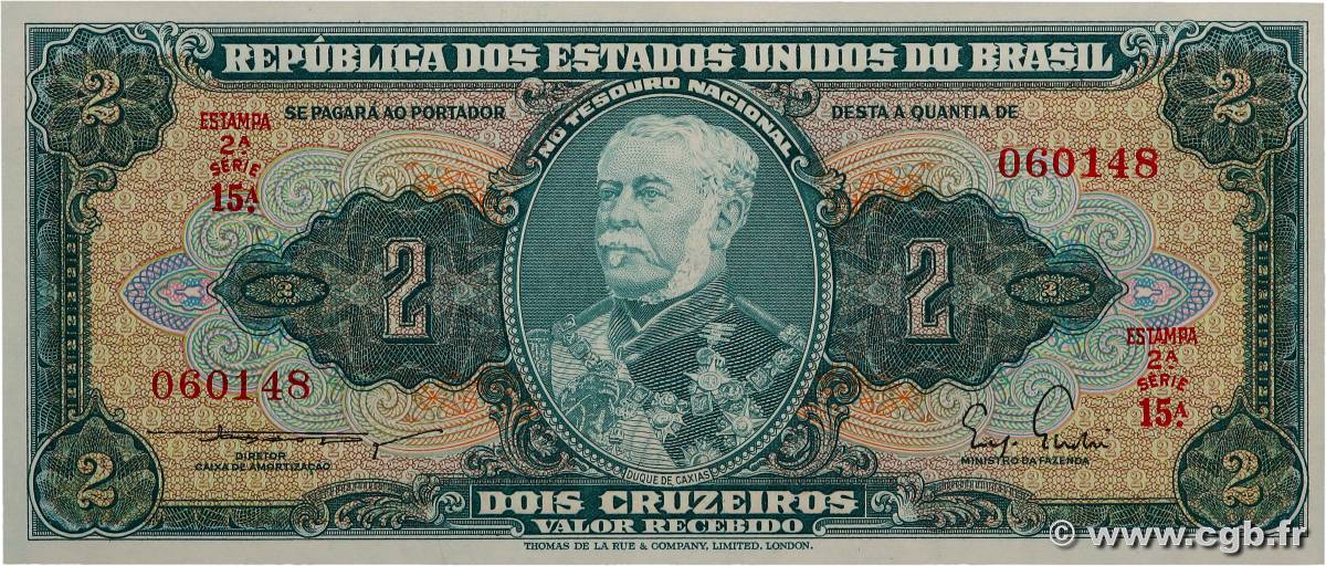 2 Cruzeiros BRAZIL  1955 P.157 UNC