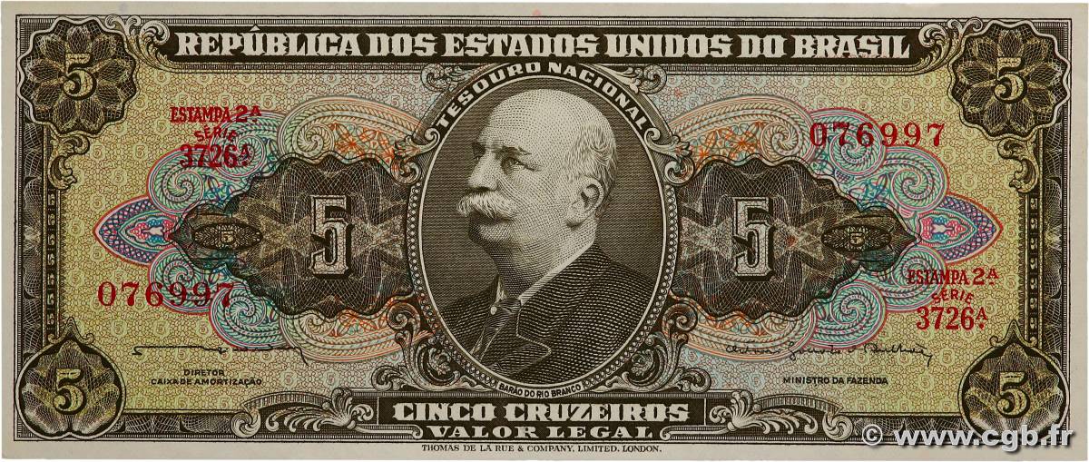 5 Cruzeiros BRAZIL  1964 P.176c UNC-