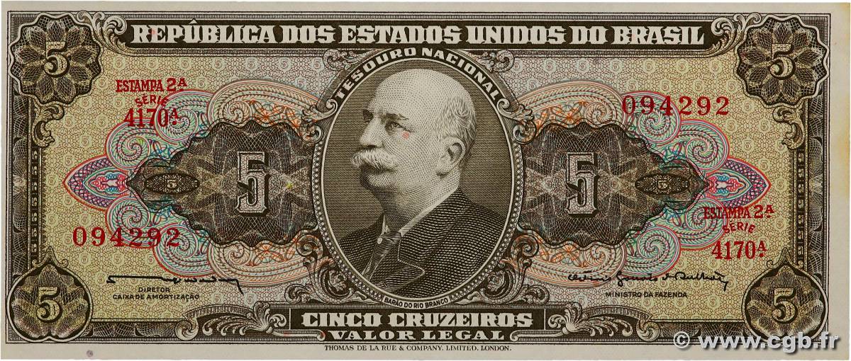 5 Cruzeiros BRAZIL  1964 P.176c UNC-