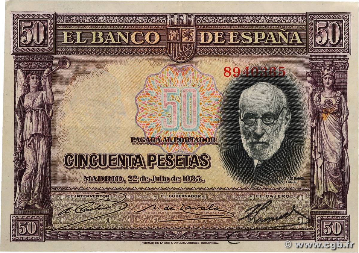 50 Pesetas ESPAGNE  1935 P.088 SUP