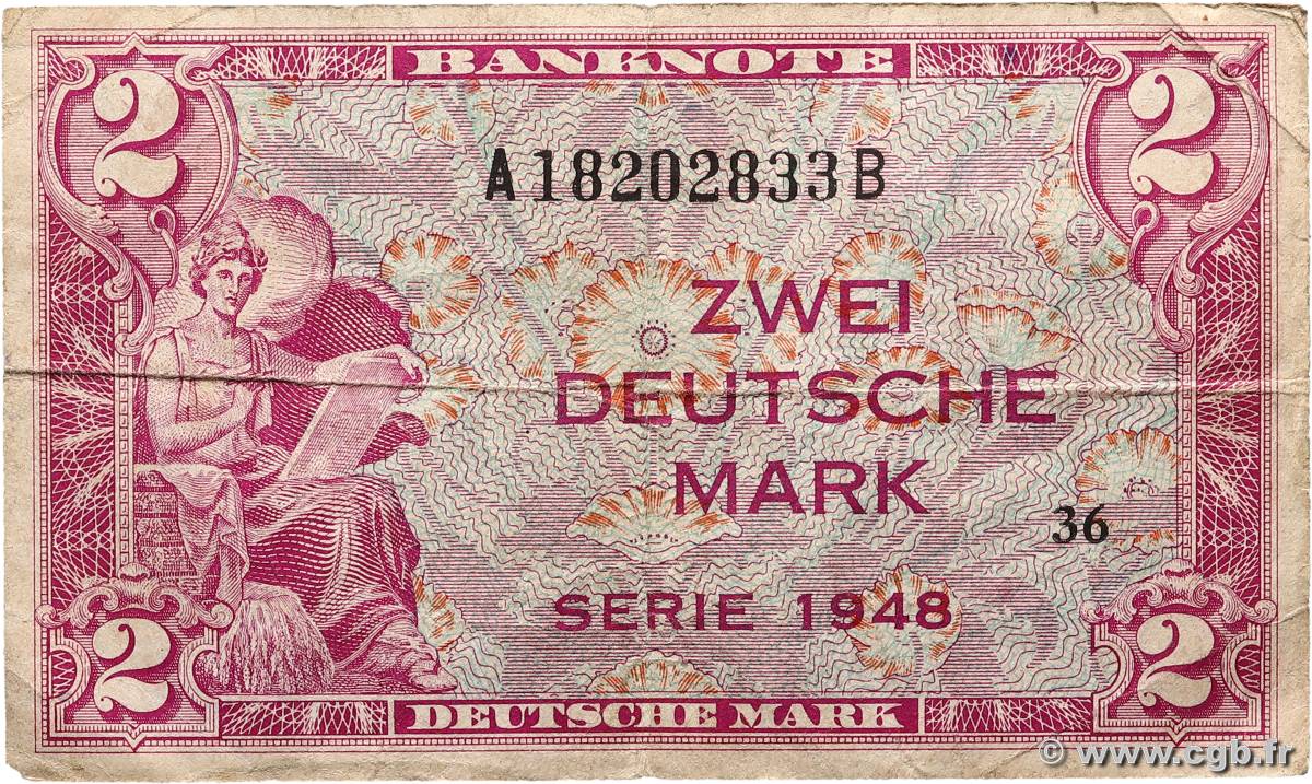 2 Deutsche Mark ALLEMAGNE FÉDÉRALE  1948 P.03a TB