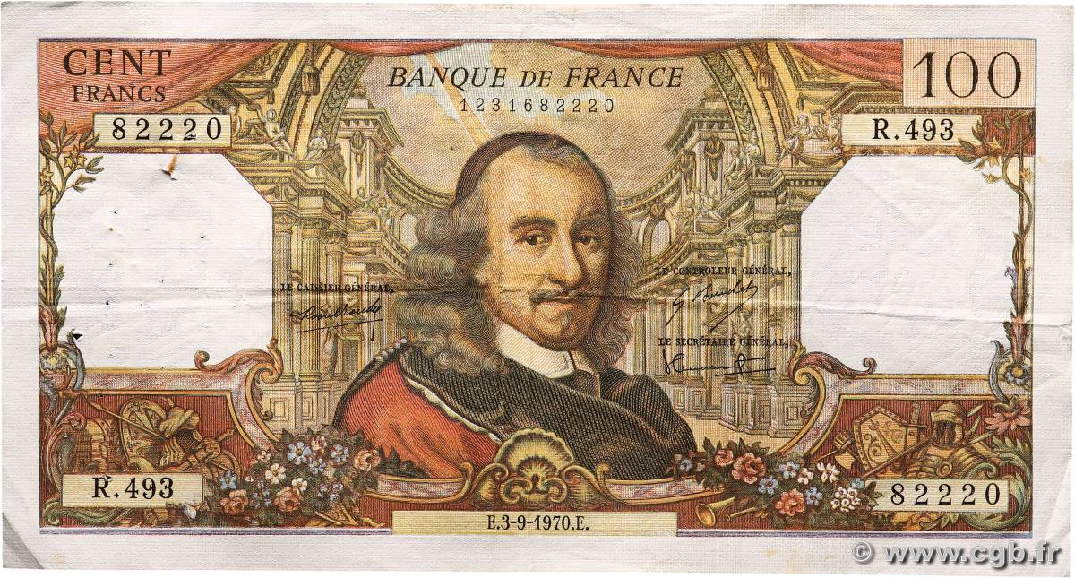 100 Francs CORNEILLE FRANKREICH  1970 F.65.32 SS