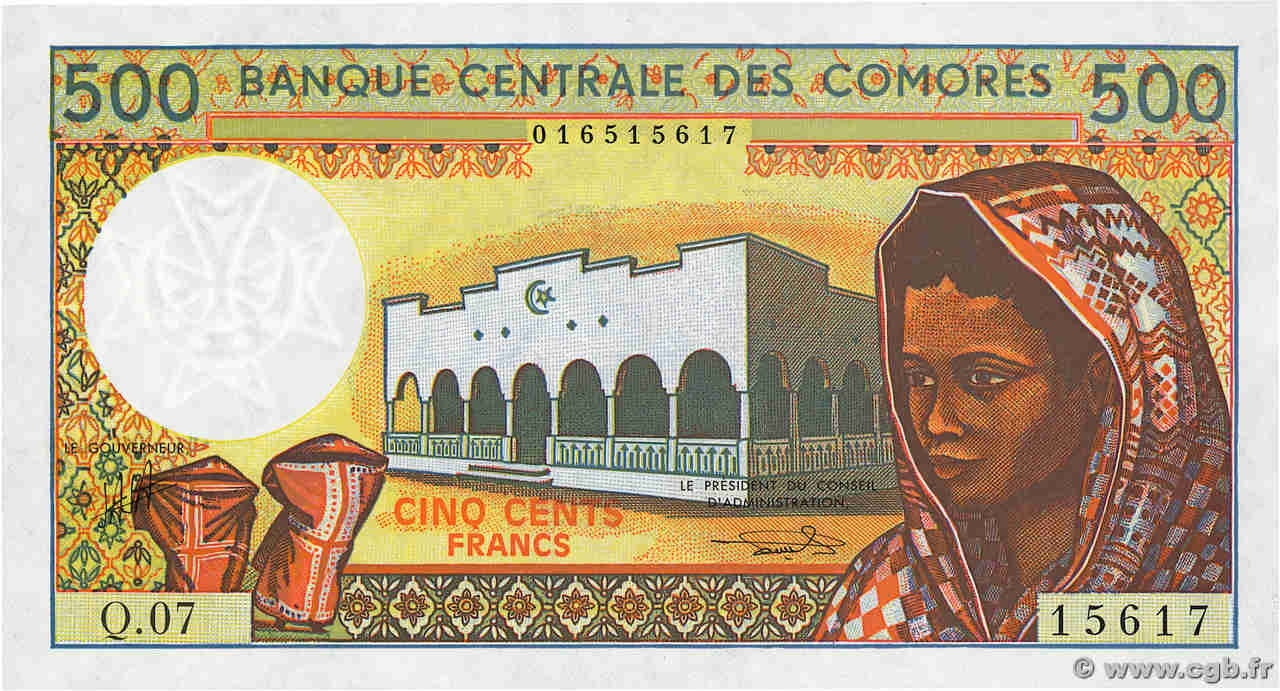 500 Francs COMORE  1994 P.10b3 FDC