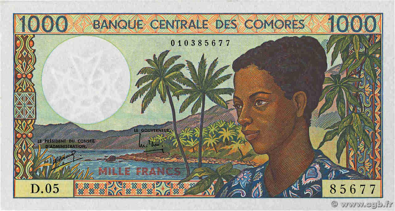 1000 Francs COMOROS  1994 P.11b1 UNC-