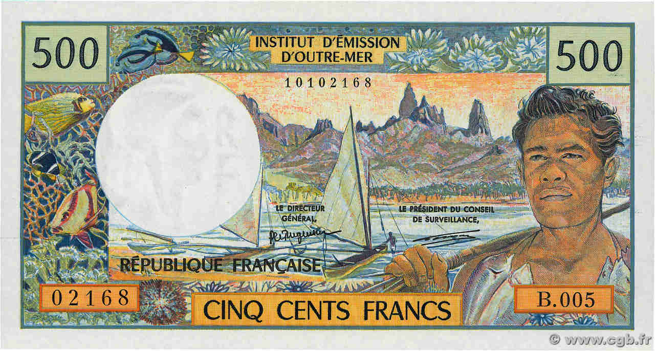 500 Francs FRENCH PACIFIC TERRITORIES  1992 P.01a SC+