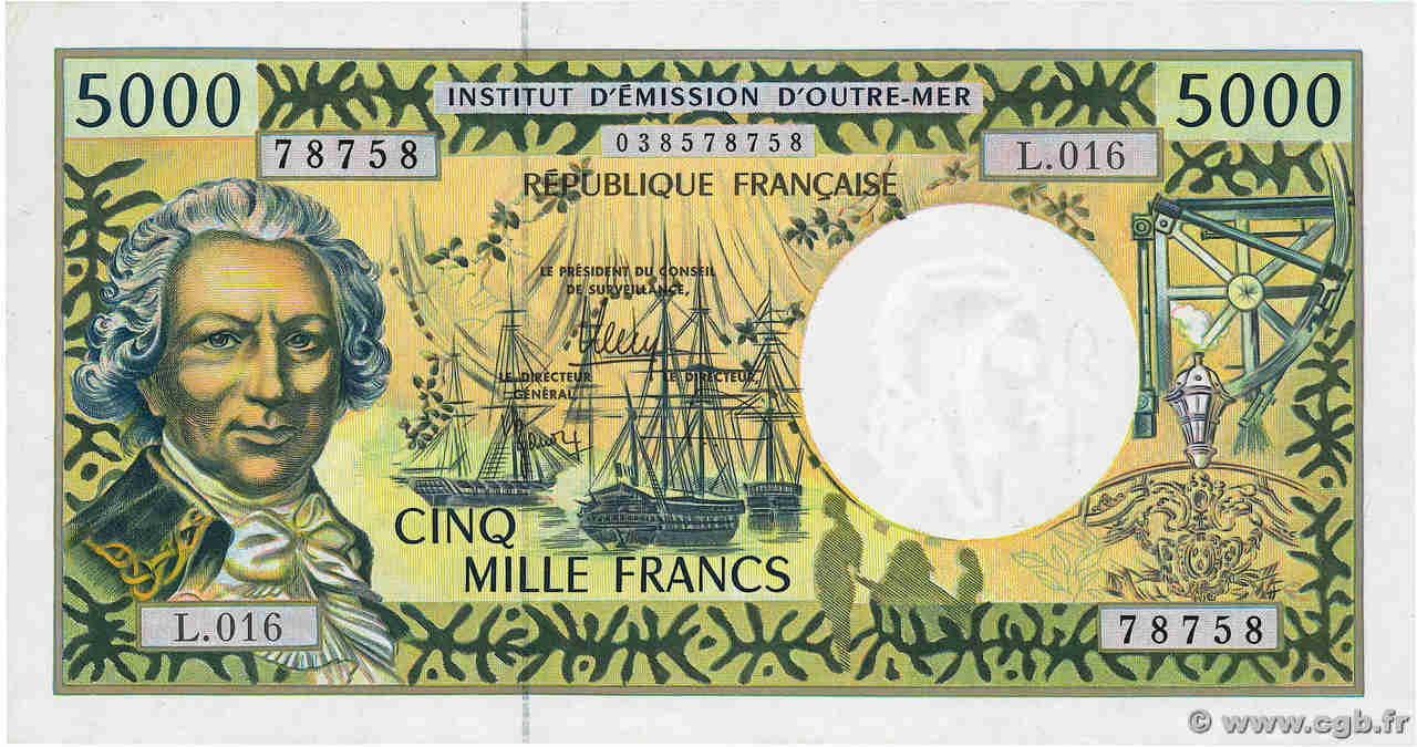 5000 Francs FRENCH PACIFIC TERRITORIES  2010 P.03i UNC