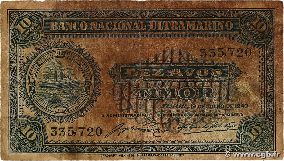 10 Avos TIMOR  1940 P.13 B+