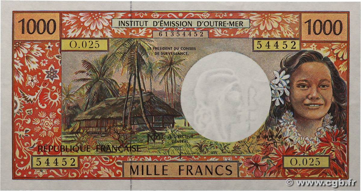 1000 Francs FRENCH PACIFIC TERRITORIES  1996 P.02g XF+