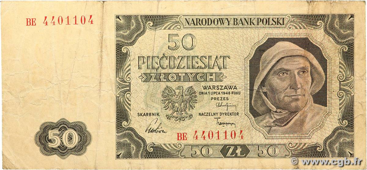 50 Zlotych POLONIA  1948 P.138 RC+