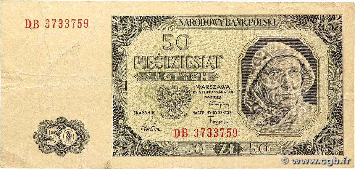 50 Zlotych POLOGNE  1948 P.138 TB