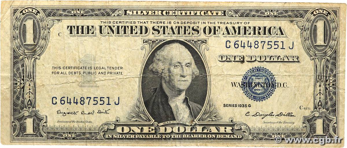 1 Dollar ÉTATS-UNIS D AMÉRIQUE  1935 P.416NM B+