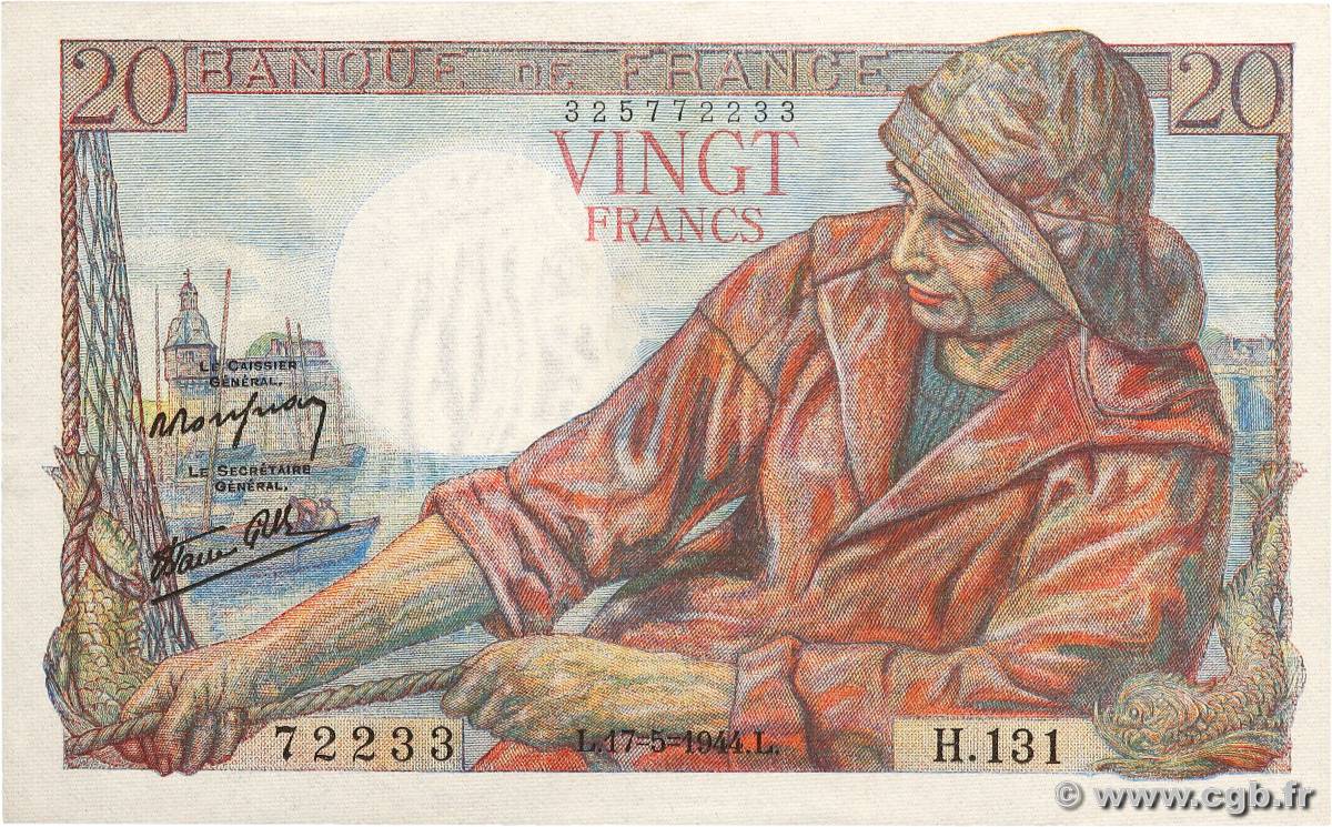 20 Francs PÊCHEUR FRANCIA  1944 F.13.09 SC