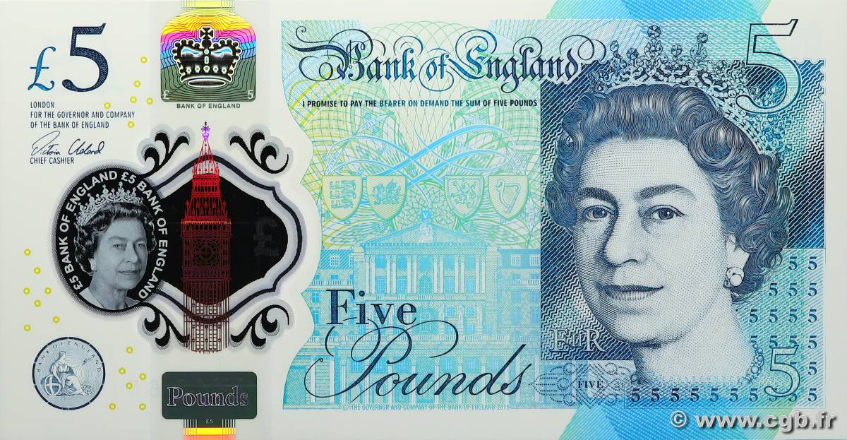 5 Pounds ENGLAND  2015 P.394 UNC