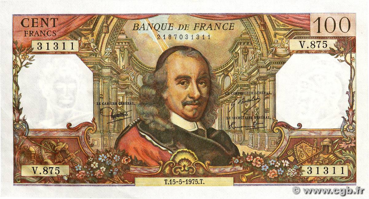 100 Francs CORNEILLE FRANCIA  1975 F.65.49 AU